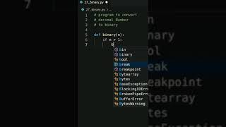 Program To Convert Decimal To Binary Using Python | Python Tutorials | Tech Blooded | #Shorts