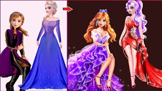 Disney Princesses Elsa and Anna Frozen new fashion Glow up transformation ✨ Cartoon character