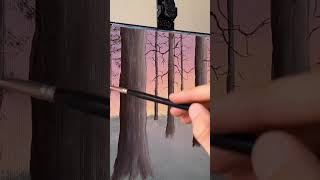 Painting forest shadows using acrylics..🎨 #short #acrylicpainting #forestpainting