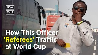 Traffic Officer Uses Red \u0026 Yellow Cards at Qatar's World Cup