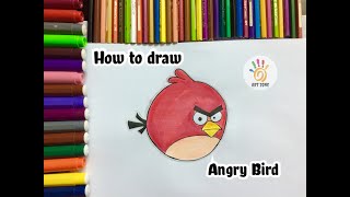 How to draw Red from '"Angry Bird"تعلم كيفية رسم الطائر الاحمر من انجري بيرد للمبتدئين