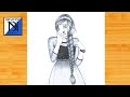 How to draw a Girl taking a selfie -step by step || Easy drawing tutorial || Girl drawing || drawing