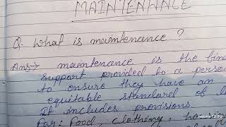 PART 01 WHAT IS MAINTENANCE ? #lawstudent #hindumarriageact #hindumaintenanceact #importantquestions