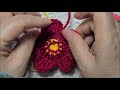 코바늘하나로 동백꽃 수세미 camellia flower crochet