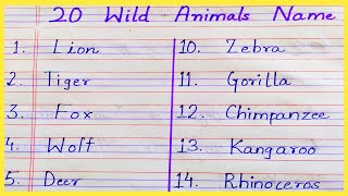 20 Wild animals name in English
