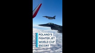 F-16 fighter jets escort Qatar-bound Poland World Cup football team