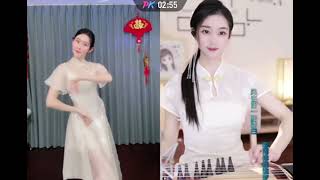 春雨表演唯美古风舞《月满弦》美女小倩古筝伴奏