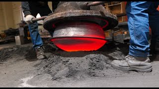 Process of making Korean traditional cast iron cauldron. Casting mass production plant.