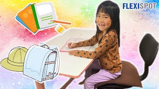 小学1年生のあーたんに勉強机をプレゼント！パパと一緒に組み立てるよ♪　FLEXISPOT　開封レビュー