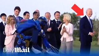 Joe Biden 'wanders' away during G7 parachute display photo o