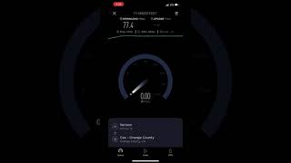 Verizon LTE speed test inside an office building 1 story, good speeds