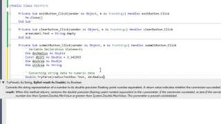 Visual Basic - Named Constants, TryParse method, Convert method