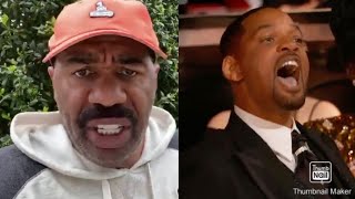 Steve Harvey Reacts To Will Smith Slapping Chris Rock! "It Was Raggedy & He Needs To Be Banned!