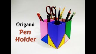 DIY- Paper Pen/Pencil holder | How to make Origami Pen Stand | Craftastic