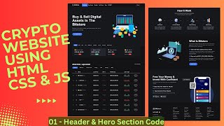Create a Responsive Crypto Website using HTML CSS JavaScript with Source Code| Header & Hero Section