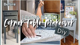 SMALL APARTMENT LIVING/SMALL CORNER TABLE MAKEOVER/DIYPROJECT/LOW INCOME LIVING