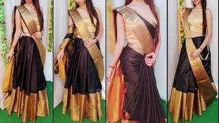 BLACK SAREE DRAPING LEHENGA STYLE|LEHENGA STYLE SAREE DRAPING|HINDI|WEDDING SERIES-4