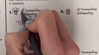 Math 5: terminating vs repeating decimals practice