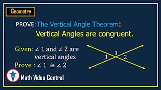 Proof of the Vertical Angles Theorem | Geometry | Math Video Central