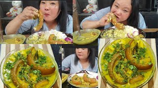 Ta•a wak too songe chaatjok#Songrongbewal bijak Ta•a wak#Taro with Pork belly#Garo Mukbang