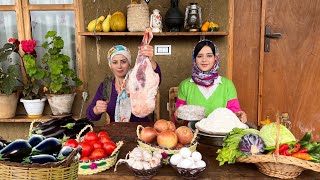 Rural Life and Recipe of Iran | Eggplants and Tomato's Stuffed with Meat and Onion