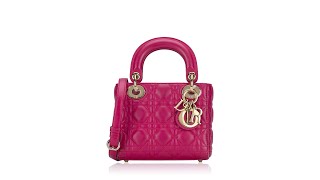 Christian Dior Lambskin Cannage Mini Lady Dior Hot Pink