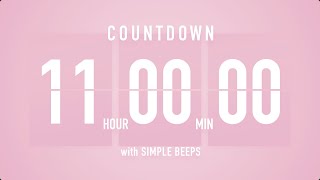 11 Hour Countdown Timer 🌸 Flip Clock with Simple Beeps 🔔