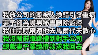 我放公司的藥被人換錯引發重病，妻子卻為護男秘書刪除監控，我住院時帶還他去馬爾代夫散心，我沒鬧辭職跳槽到對手公司，總裁妻子業績慘淡求我回去【三味時光】#激情故事#大彬情感#夢雅故事#小說#爽文