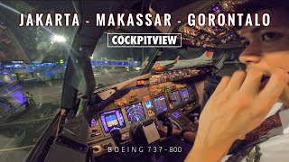 AMAZING COCKPIT VIEW B737 800 // TAKE OFF JAKARTA LANDING GORONTALO