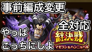 【トレクル】絆決戦【マゼラン\u0026ハンニャバル】新キャラ無し完全編成【全属性行動変化対応】