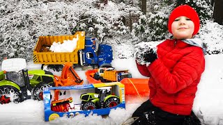 Pretend Playing with Big Toy Trucks in the Snow | Toy Cars for Kids | Jack Jack Plays