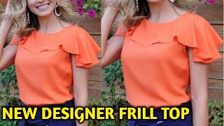 सिर्फ 1.5 मीटर कपडे से बनाए new designer frill top वो भी सिर्फ 5 मीनीट में very easy method