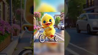 duckling, riding a newly bought bicycle, fell down. #funny #duck #puppy