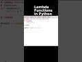 Python Tricks & Tips #2 #Shorts | Lambda Functions