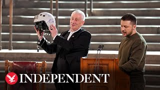 Zelensky presents Ukrainian pilot's helmet to Speaker of Commons