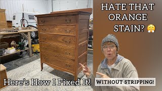 How to Transform Orange-Stained Furniture Without Stripping!