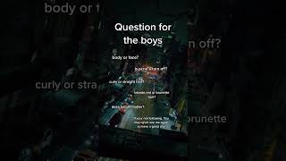 Questions For The Boys