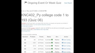 python quiz 6 II KNC402_Py college code 1 to 193 (Quiz 06)II 100% correct #python #pythonquiz