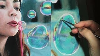 Time Lapse Painting : Realistic Bubbles (oil)