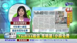 YouBike補償 今明第1小時免費