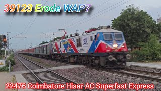 22476 Coimbatore Hisar AC Superfast Express with 39123 Erode WAP7 skipping Jodhpur Cantt #railfans