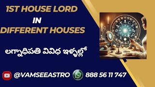 Lagna lord in different houses లగ్నాధిపతి వివిధ ఇళ్ళల్లో