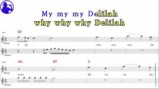Tom Jones-Delilah karaoke sheet music,MR for players,chord,chorus,Lyrics add(Ye karaoke)