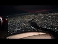 4k映像　jal156便　夜景　三沢ー羽田　都心上空ルートから羽田空港に着陸　左側座席