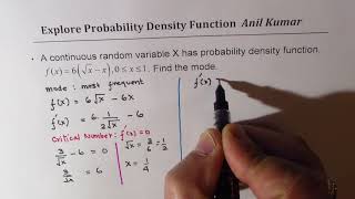 How to Find Mode from the Probability Density Function 6(sqrt x - x)