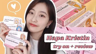 HAPA KRISTIN | Best Korean Contact Lenses for Dark Eyes? try on + review ♡