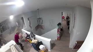 Huge boulder crashes into home, narrowly missing woman