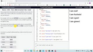 Tutorial 34 - abbreviated hex code for colors - free code camp (Explained)