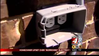 Homeowner confronts construction crews stealing electricity