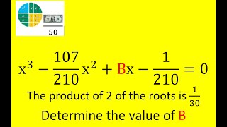 x^3-107/210 x^2+Bx-1/210 = 0 The product of 2 of the roots is 1/30. Determine the value of B